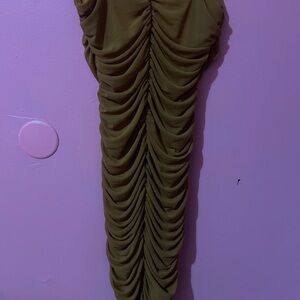 Elegant Olive Green Ruched Skirt